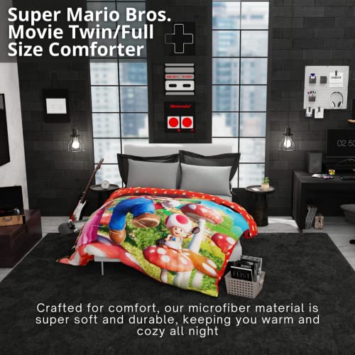 Franco The Super Mario Bros. Movie Kids Bedding Super Soft Microfiber Reversible Comforter, Twin/Full Size 72" x 86", (100% Official Licensed Product)