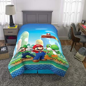 Franco Kids Bedding Super Soft Microfiber Reversible Comforter, Twin/Full, Mario