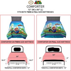 Franco Kids Bedding Super Soft Microfiber Reversible Comforter, Twin/Full, Mario