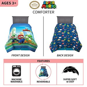 Franco Kids Bedding Super Soft Microfiber Reversible Comforter, Twin/Full, Mario