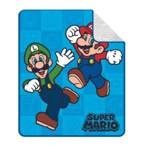 Franco Super Mario Kids Bedding Soft Plush Sherpa Blanket Throw, 46 in x 60 in, (Officially Licensed Product)