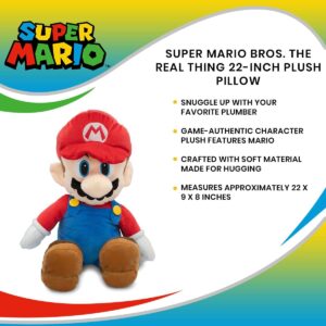 Super Mario Bros. The Real Thing 22-Inch Plush Pillow, Mario Plushie Toy | Decorative Pillows for Bed, Kids Room Essentials, Home Decor Accessories | Video Game Gifts And Collectibles