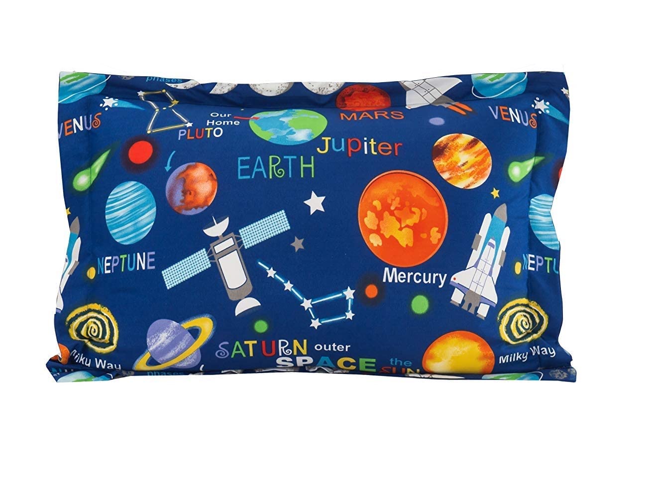 Sapphire Home 3 Piece Space Themed Twin Bed Sheets for Kids - Fitted Sheet, Kids' Sheet & Pillowcase Sets - Planets, Solar System Bedroom Kit - Toddler Bed Sheet - Twin Size