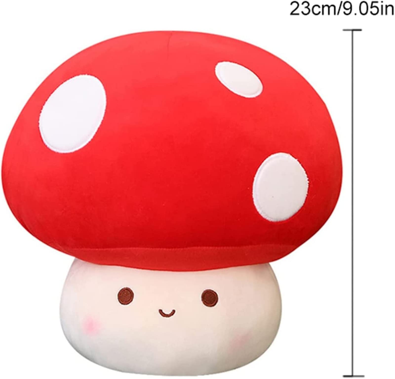 XSHYE Cute Mushroom Plush Kawaii Doll Mushroom Plushie Stuffed Animal Pillow Home Decor Kids Gifts (Red, 9 inch)