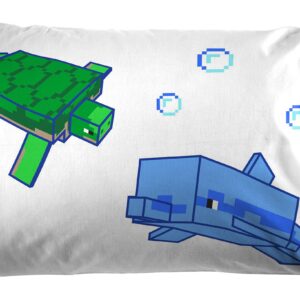 Jay Franco Minecraft Animal Patch Queen Sheet Set - 4 Piece Set Super Soft and Cozy Kid’s Bedding - Fade Resistant Microfiber Sheets (Official Minecraft Product)