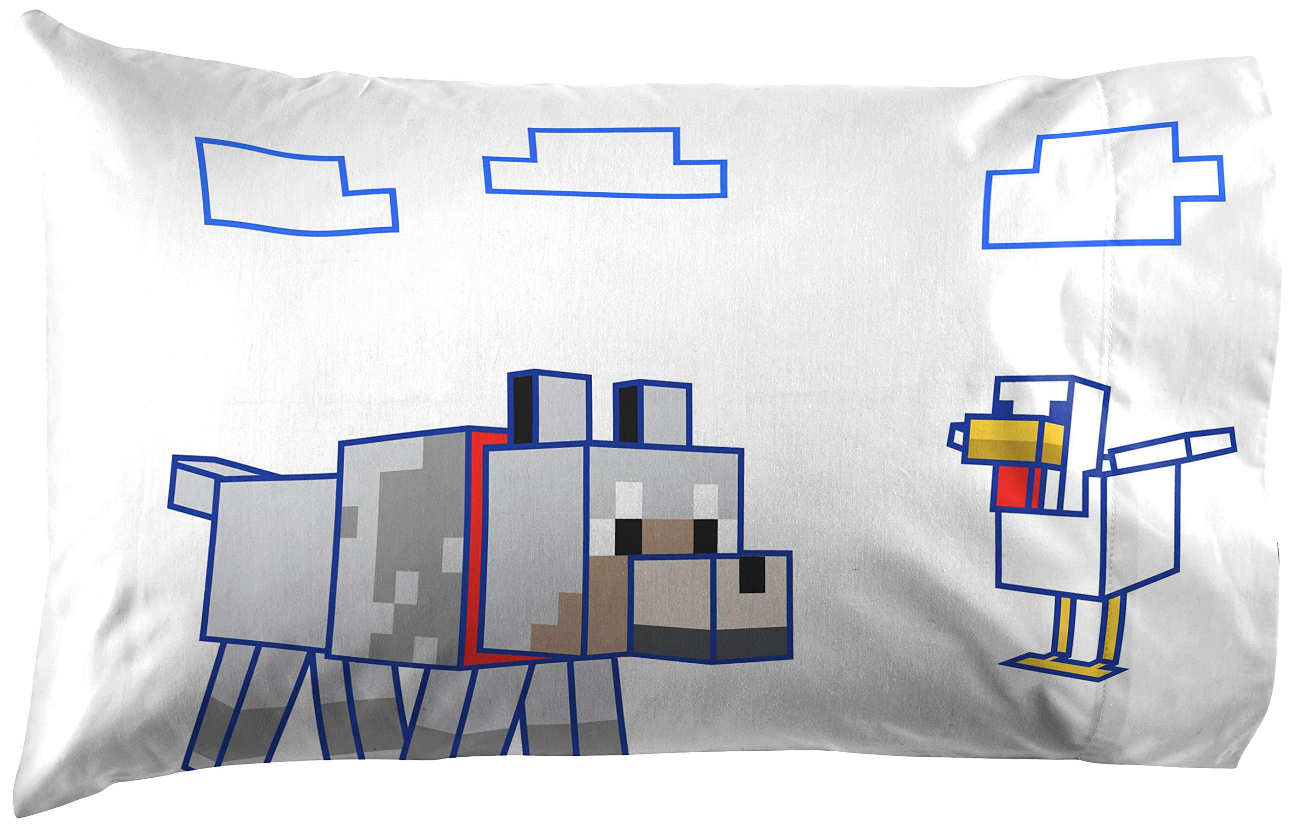 Jay Franco Minecraft Animal Patch Queen Sheet Set - 4 Piece Set Super Soft and Cozy Kid’s Bedding - Fade Resistant Microfiber Sheets (Official Minecraft Product)