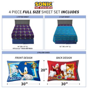 Franco Kids Bedding Super Soft Microfiber Sheet Set, Full, Sonic The Hedgehog, Anime