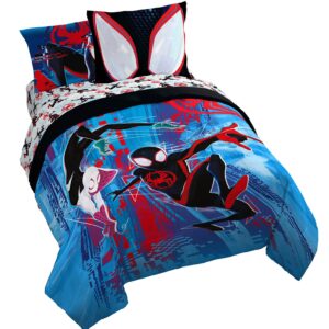 Marvel Spiderman Across The Spider-Verse Glitch 7 Piece Queen Size Bed Set - Includes Comforter & Sheet Set Bedding - Super Soft Fade Resistant Microfiber (Official Product)