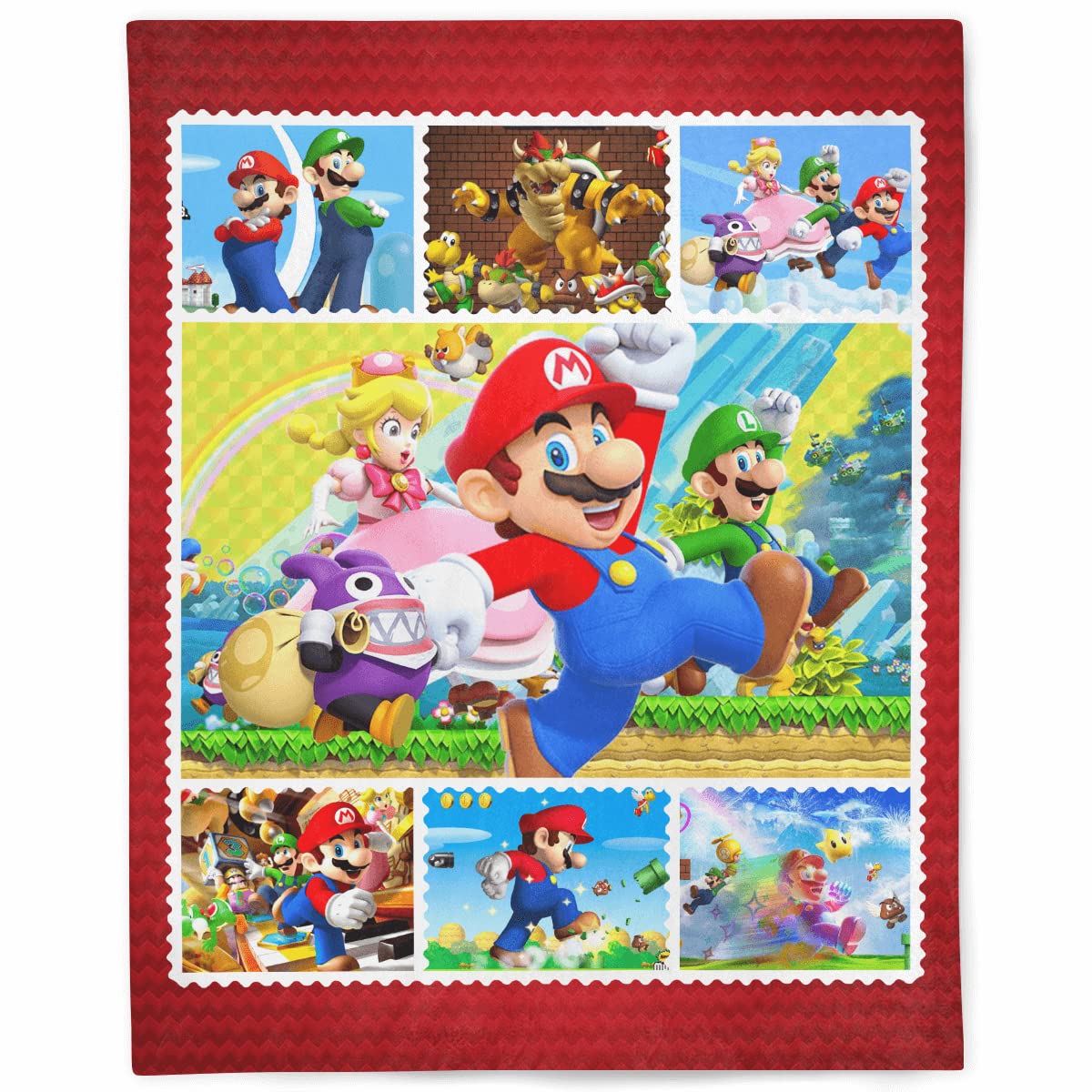 AdrianSantiag Throw Blanket Fleece Sherpa New Quilt Super Winter Mario Bedding Bros Soft U Warm Deluxe Flannel Home Decor Room Essentials, Cover for Sofa & Bed, Multicolor