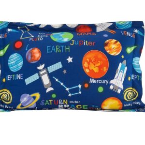 Sapphire Home 8 Piece Space Themed Queen Bedding Set for Boys, Bed in a Bag, Kids Comforter Set with Bed Sheets, Pillow Case, Toy Pillow, Planets, Solar System Bedroom Kit for Toddlers, Queen Size