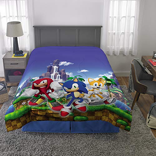 Franco Kids Bedding Super Soft Microfiber Reversible Comforter, Twin/Full, Sonic The Hedgehog, Anime