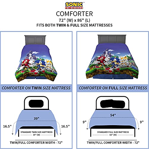 Franco Kids Bedding Super Soft Microfiber Reversible Comforter, Twin/Full, Sonic The Hedgehog, Anime
