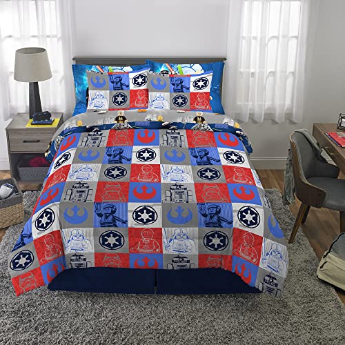 Franco Lego Star Wars Classic Kids Bedding Super Soft Comforter and Sheet Set with Sham, 7 Piece Full Size (Official Lego Product)