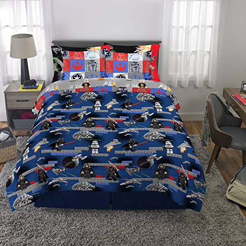 Franco Lego Star Wars Classic Kids Bedding Super Soft Comforter and Sheet Set with Sham, 7 Piece Full Size (Official Lego Product)