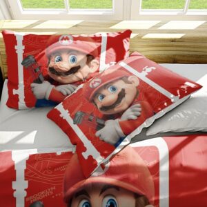 NICHIYOBI Redcap Beard Plumber Bros Game Movie Duvet Cover Set 3D Bedding Comforter Cover 3 Pcs (1 Duvet Cover+2 Pillowcases) Bedding Set (07,Twin-68x86in+20x30in*2)