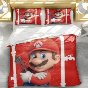 NICHIYOBI Redcap Beard Plumber Bros Game Movie Duvet Cover Set 3D Bedding Comforter Cover 3 Pcs (1 Duvet Cover+2 Pillowcases) Bedding Set (07,Twin-68x86in+20x30in*2)