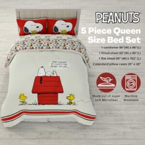 Franco Peanuts & Snoopy Classic Pals Super Soft Comforter and Sheet Set, 5 Piece Queen Size, (Official Licensed Product) Collectibles