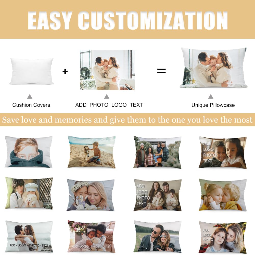 KOOK Design Your Own Photo Pillowcase Two-Sides Printed Cushion Covers Custom Cotton Throw Pillow Cases (20"X30" Queen)