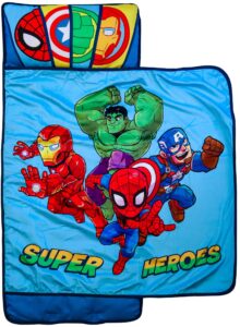 jay franco marvel super hero adventures hero time nap mat - built-in pillow and blanket featuring the avengers - super soft microfiber kids'/toddler/children's bedding, age 3-5