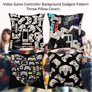 MoharWall Gamer Square Throw Pillow Case Video Game Controller Cushion Cover for Game Boys Bedroom Playroom 18"x 18", 4 Pack