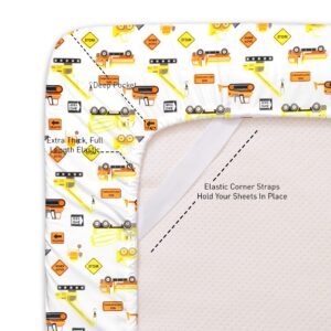 1500 Supreme Kids Bed Sheet Collection - Fun Colorful and Comfortable Boys and Girls Toddler Sheet Sets - Deep Pocket Wrinkle Free Soft and Cozy Bedding - Twin, Construction