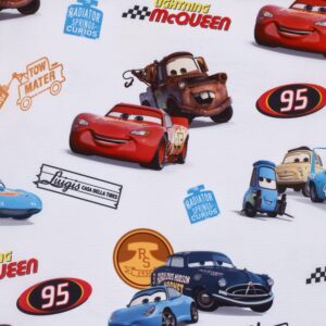 Disney Cars Radiator Springs White, Blue, and Red Lightning McQueen and Tow-Mater Preschool Nap Pad Sheet