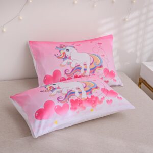 PHANTASIM Unicorn Bedding Twin Bedding Sets for Girls-3 Pieces Unicorn Kids Rainbow Comforter Set Twin Soft Brushed Microfiber Kids Twin Comforter Set for Girls Boys with 2 Pillowcase All-Season