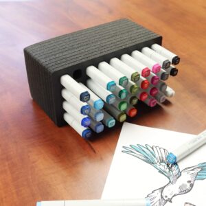 polar whale art marker storage tray organizer pen pencil brush storage design stand supply horizontal storage non-scratch non-rattle washable compatible with copic and more holds 36