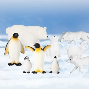 16 Pcs Polar Animals Figurines Antarctic Animals Set Plastic Arctic Animals Toys with White Bear Penguin Figurines Whale Seal Wolf Cat Figures for Over 6 Aged Kid Adult Party Favor(Vivid Style)