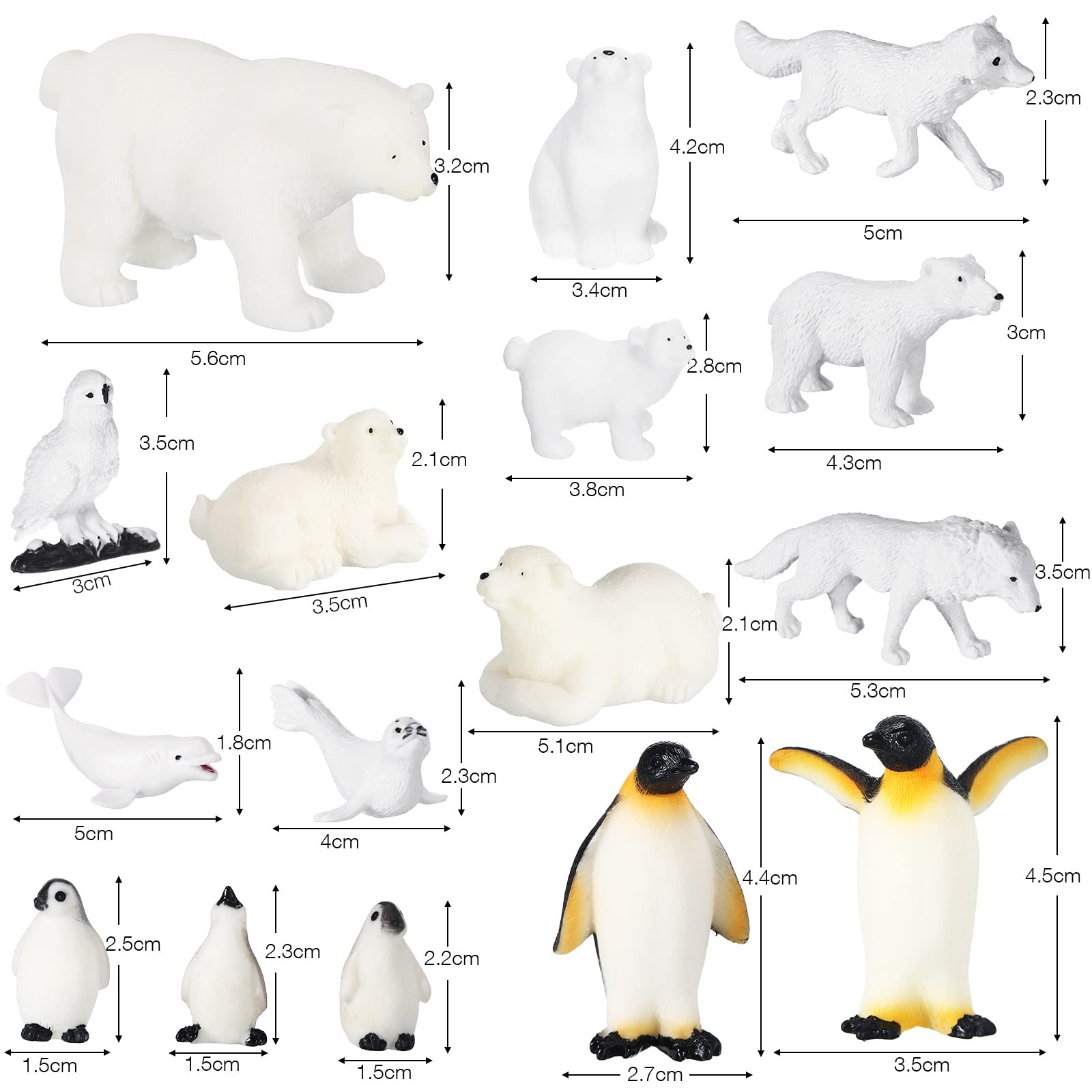 16 Pcs Polar Animals Figurines Antarctic Animals Set Plastic Arctic Animals Toys with White Bear Penguin Figurines Whale Seal Wolf Cat Figures for Over 6 Aged Kid Adult Party Favor(Vivid Style)