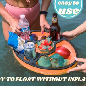 Polar Whale Floating Spa Hot Tub Bar Drink and Food Table Orange and Black Refreshment Tray for Pool or Beach Party Float Lounge Durable Foam 17 Inches Oval 7 Compartment