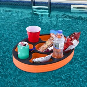 Polar Whale Floating Spa Hot Tub Bar Drink and Food Table Orange and Black Refreshment Tray for Pool or Beach Party Float Lounge Durable Foam 17 Inches Oval 7 Compartment