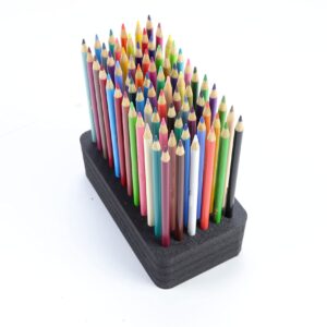 Polar Whale Colored Pencil Desk Stand Organizer Compatible with Crayola and Others Design Storage Tray Supply Non-Scratch Non-Rattle Washable Durable Black Foam Holds 72