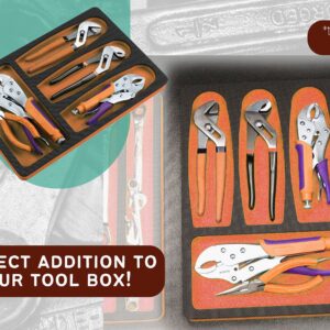 Polar Whale Tool Drawer Organizer Pliers Holder Insert Orange and Black Durable Foam Tray 15 x 10 Inches 4 Pockets Holds 3 Pliers Up To 9 Inches Long Fits Craftsman Husky Kobalt Milwaukee Many Others