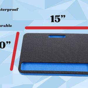 Polar Whale Portable Knee Cushion Blue and Black with Tool Pocket for Home Garden Work Automotive Workshop and More Durable Thick Comfortable High Density Waterproof Foam 15 x 10 Inches Kneeling Pad