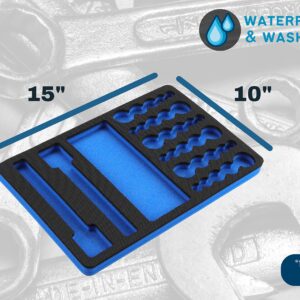 Polar Whale Tool Drawer Organizer Socket Holder Insert Blue and Black Durable Foam Strong Tray 15 x 10 Inches Holds 30 Sockets and More Fits Craftsman Husky Kobalt Milwaukee and Many Others