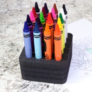 Polar Whale Jumbo Crayon Desk Stand Organizer Compatible with Crayola and Others Design Storage Tray Supply Non-Scratch Non-Rattle Washable Durable Black Foam Holds 20