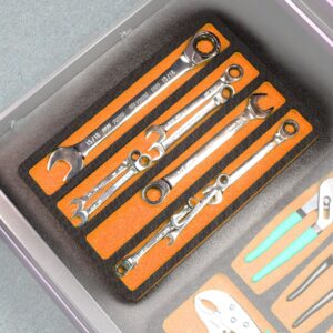 polar whale tool drawer organizer wrench holder insert orange and black durable foam tray 15 x 10 inches 4 pockets holds wrenches up to 14 inches long fits craftsman husky kobalt milwaukee and more