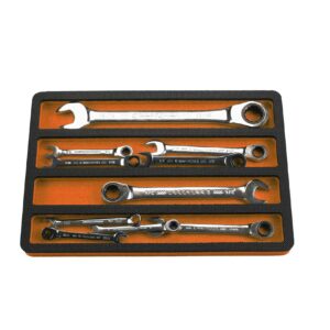 Polar Whale Tool Drawer Organizer Wrench Holder Insert Orange and Black Durable Foam Tray 15 x 10 Inches 4 Pockets Holds Wrenches Up to 14 Inches Long Fits Craftsman Husky Kobalt Milwaukee and More