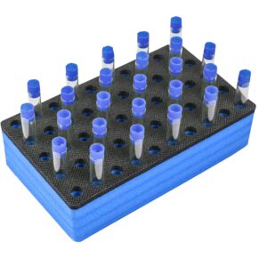 Polar Whale 4 Test Tube Racks Blue and Black Foam Storage Rack Organizer Stand Transport Holds 50 Tubes Each Fits up to 12mm Diameter Tubes