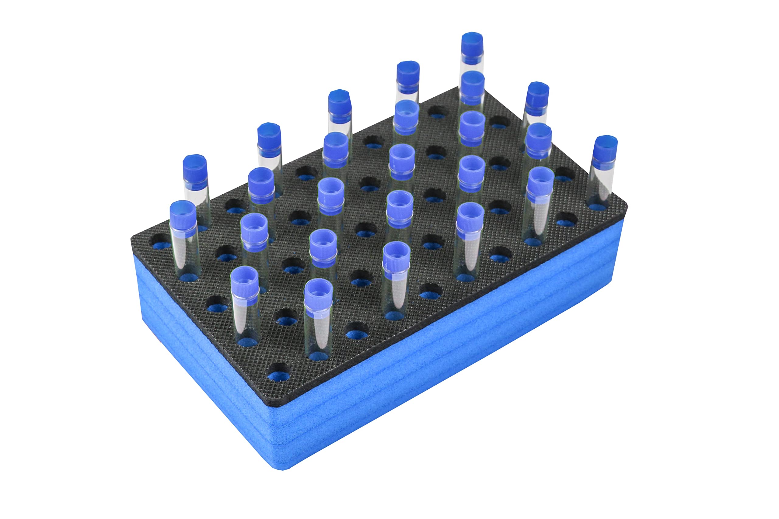 Polar Whale 4 Test Tube Racks Blue and Black Foam Storage Rack Organizer Stand Transport Holds 50 Tubes Each Fits up to 12mm Diameter Tubes