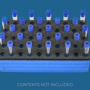 Polar Whale 4 Test Tube Racks Blue and Black Foam Storage Rack Organizer Stand Transport Holds 50 Tubes Each Fits up to 12mm Diameter Tubes