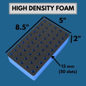 Polar Whale 4 Test Tube Racks Blue and Black Foam Storage Rack Organizer Stand Transport Holds 50 Tubes Each Fits up to 12mm Diameter Tubes