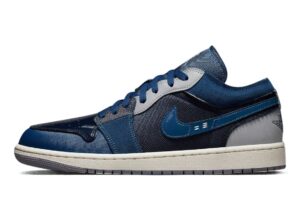 nike men's air jordan 1 low gs shoes, obsidian/french blue/sail/ashe, 10