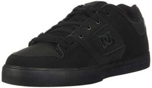 dc men's pure casual low top skate shoe, black/pirate black, 10 d us