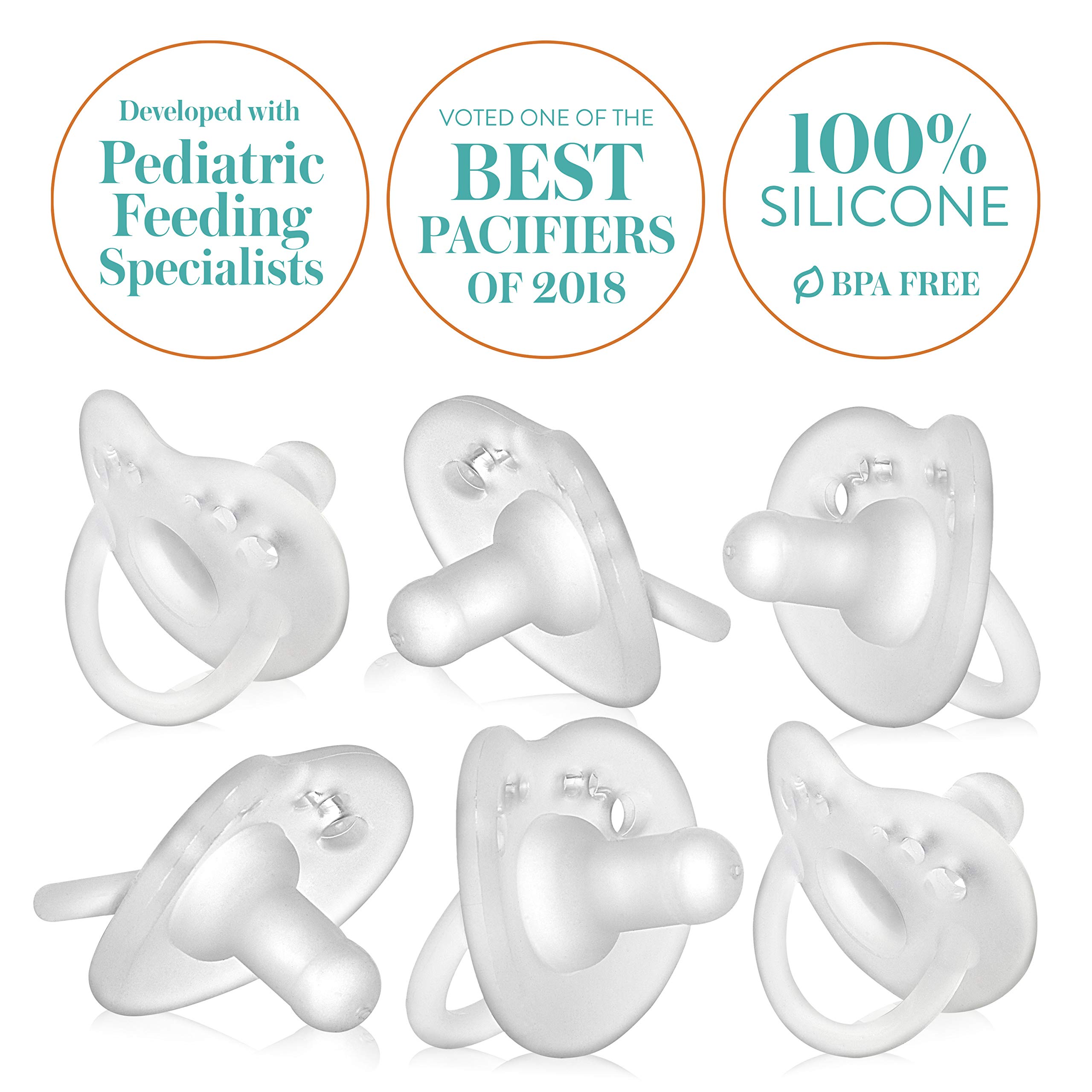 Evenflo Feeding Balance Plus Stage 1 Cylindrical Baby, Newborn and Infant Pacifier - Developed with Pediatric Feeding Specialists - 0 to 6 Months (Pack of 6)