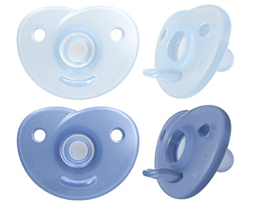 Philips AVENT Soothie Heart Pacifier, Blue/Light Blue, 0-3 Months, 4 Pack, SCF099/41