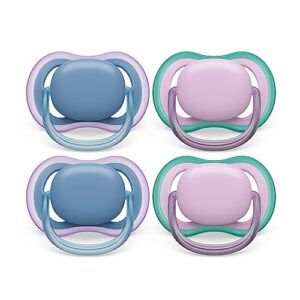 philips avent ultra air pacifier - 4 x light, breathable baby pacifiers for babies aged 6-18 months, bpa free with sterilizer carry case, scf085/54