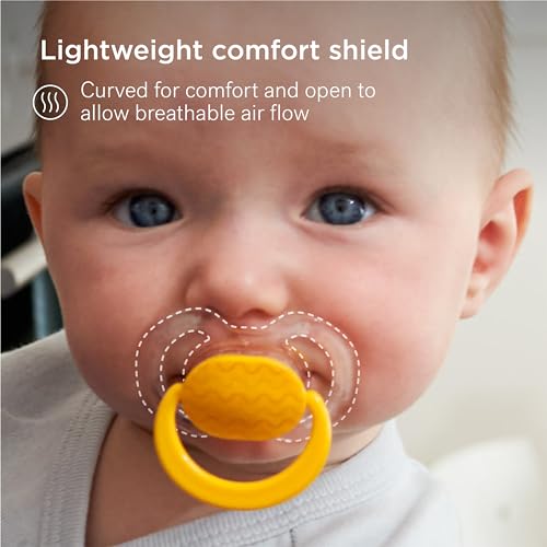 Smilo Baby Pacifier with Orthodontic Design for Healthy Dental Development - Stage 2 for Babies 3-9 Months - Pack of 3X 100% Silicone Pacifiers BPA Free - Glow-in-The-Dark