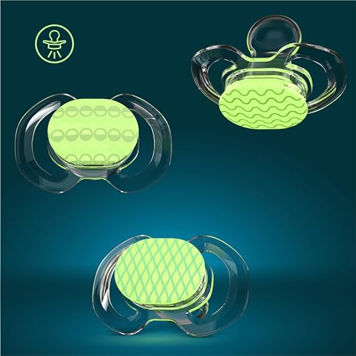 Smilo Baby Pacifier with Orthodontic Design for Healthy Dental Development - Stage 2 for Babies 3-9 Months - Pack of 3X 100% Silicone Pacifiers BPA Free - Glow-in-The-Dark